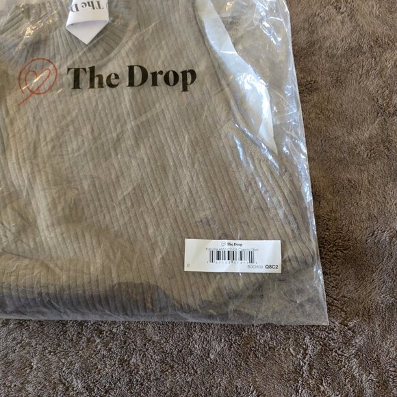 The Drop Karolina Sleeveless High Mock Neck Ribbed Sweater Tank Top Olive Small - Picture 3 of 15